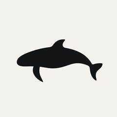Fototapeta premium Whale sanctuary monochrome line logo. Marine wild predator. Shark. Design element. Created with artificial intelligence. Ai art for corporate branding, aquapark startup