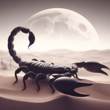 3d render of a scorpion on the  desert