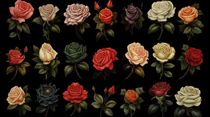 Schilderijen op glas Beautiful pink roses on black background. Generavie AI © Gelpi