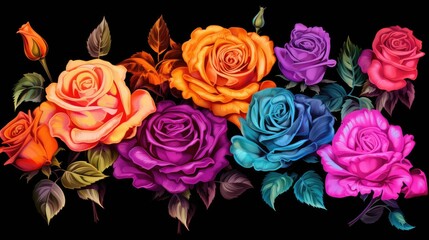 Beautiful pink roses on a dark background. Generative AI