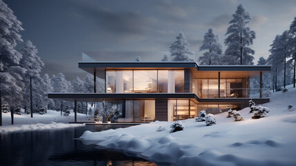 Modern house in winter season