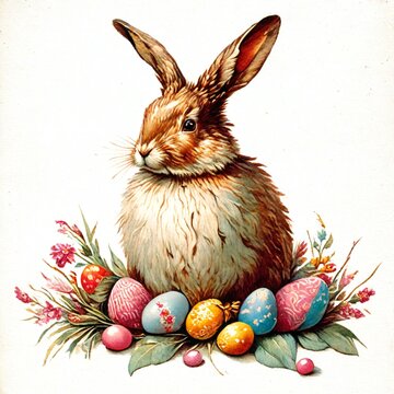 easter bunny and easter eggs