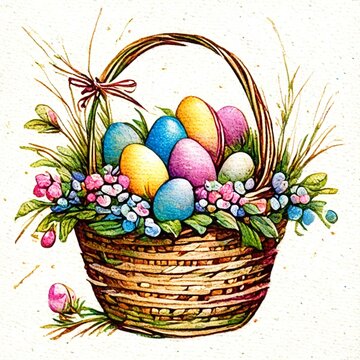 easter eggs in basket