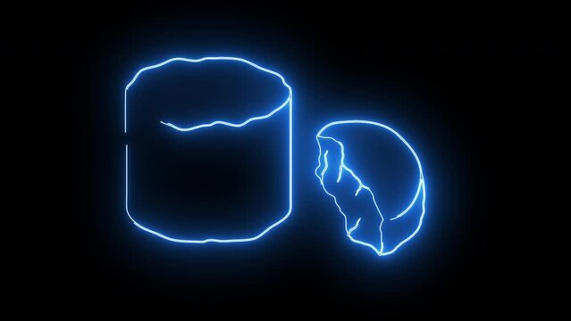 animated video of the palm sugar icon with a glowing neon effect