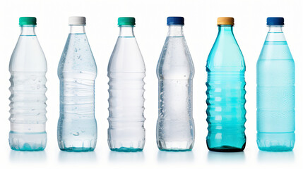 Collection of various cold bottles of water