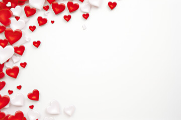 Valentines day background with red hearts background. - obrazy, fototapety, plakaty