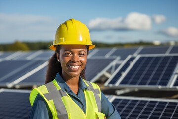 Female Solar Technician, Skilled Worker in Renewable Energy Solar Farm, Female Engineer, Renewable Energies