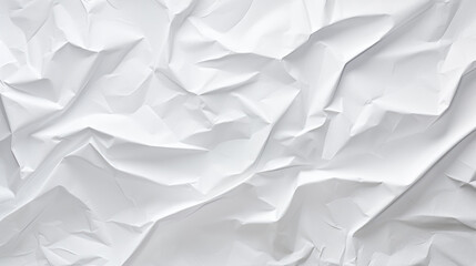 A crumpled white paper texture with multiple creases and folds creating an abstract pattern.