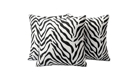 Zebra and Tiger Print Pillows Isolated on Transparent or White Background, PNG