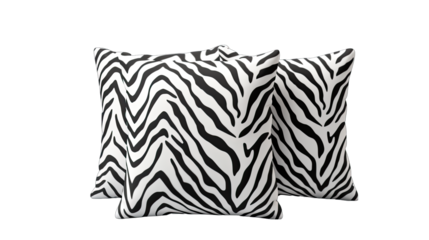 Zebra and Tiger Print Pillows Isolated on Transparent or White Background, PNG