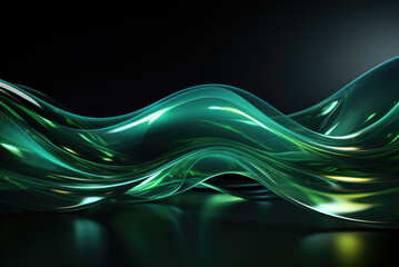 Futuristic abstract green background in the form of a wave - obrazy, fototapety, plakaty