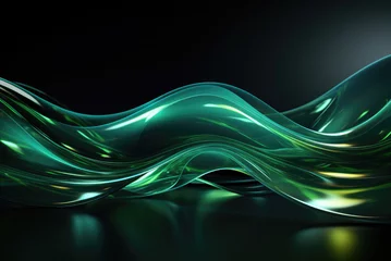 Poster Futuristic abstract green background in the form of a wave © Sunshine