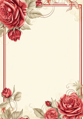 red roses rose template with empty space