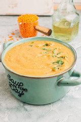 Traditional Turkish or Arabic Red Lentil Soup