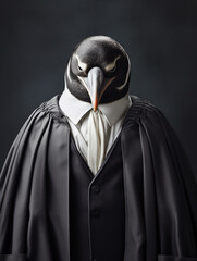 An Anthropomorphic Penguin Dressed Up as a Courtroom Judge