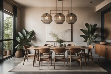  Japandi home interior design of modern dining room