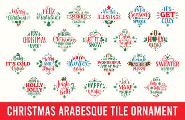 Christmas Arabesque Tile Ornament Bundle