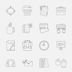 Set of 16 Office and Workplace web icons inline style.white background.  easy Editable
Employee, conference, project, document, business, work, Vector illustration. EPS 10