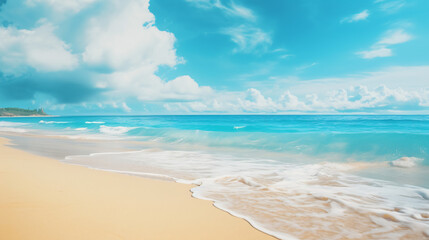 Fototapeta na wymiar Tropical summer beach background with golden sand
