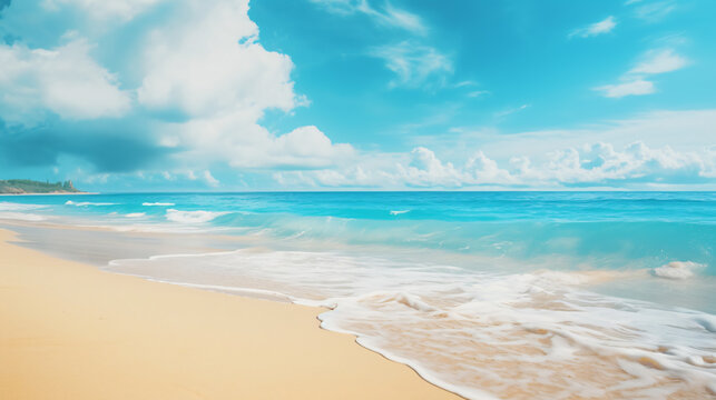 Tropical summer beach background with golden sand