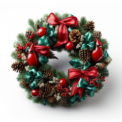 Fototapeta premium Christmas wreath on isolated white background . 