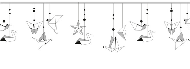 Origami line art vector seamless pattern background. Modern hobby. Graphic illustration ornament - obrazy, fototapety, plakaty