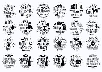 Vintage Halloween Bundle, Round Sign 