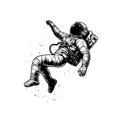 vector Astronaut in space hand drawn sketch in doodle style illustration, illustration of astronaut floating in space
