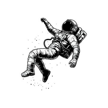 vector Astronaut in space hand drawn sketch in doodle style illustration, illustration of astronaut floating in space
