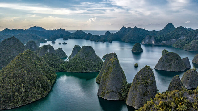 Aerial view of Wayag Island, Raja Ampat, West Papua, Indonesia