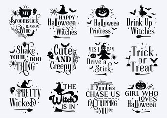 Vintage Halloween Bundle, Round Sign 