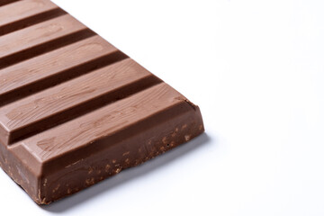 Traditional pieces of delicious Christmas chocolate nougat isolated on white background. Copy space