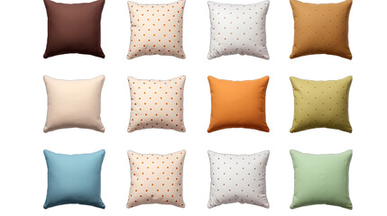 Checkered and Polka Dot Mix-and-Match Pillows Isolated on Transparent or White Background, PNG