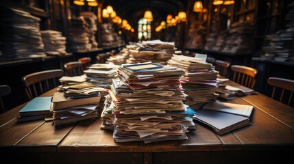 Obraz premium Overflowing with documents, busy work, lots of work