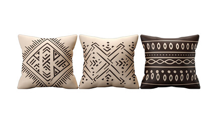 Tribal Patterned Pillows Isolated on Transparent or White Background, PNG
