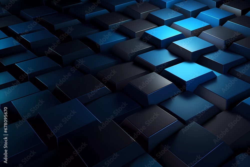 Poster dark blue hexagonal pattern 3d background. generative ai
