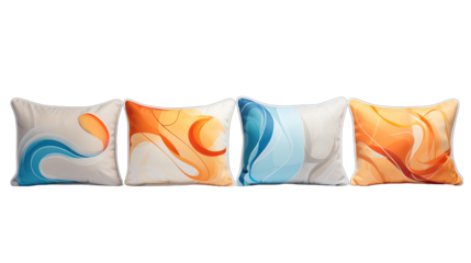 Abstract Printed Pillows Isolated on Transparent or White Background, PNG