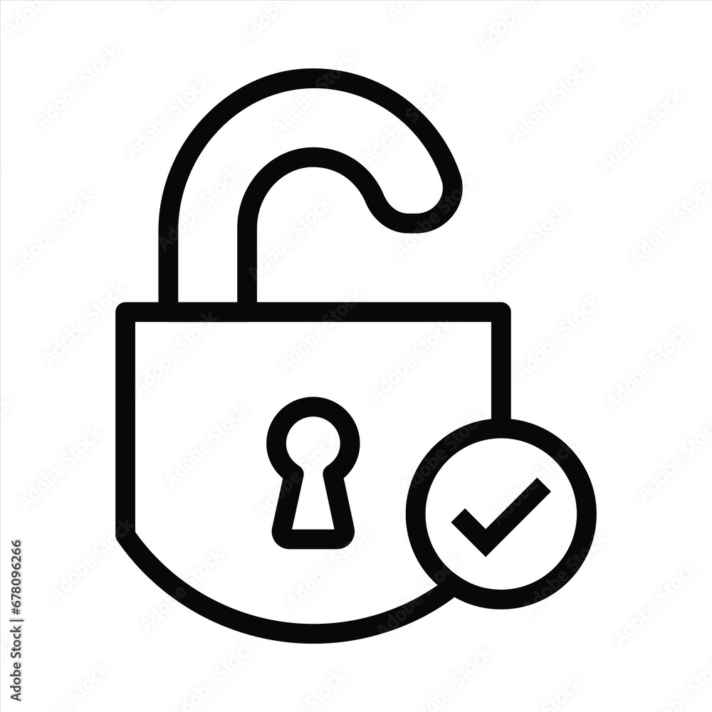 Poster padlock check mark icon. access security symbol sign. vector illustration