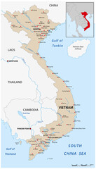 Vector map of the Asian country of Vietnam