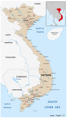 Obraz premium Vector map of the Asian country of Vietnam