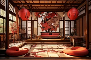 Keuken spatwand met foto Japanese style room decoration architecture for a family room © Yoshimura