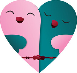 Love Birds Heart Shape Clipart - Bird Making Heart Vector Design