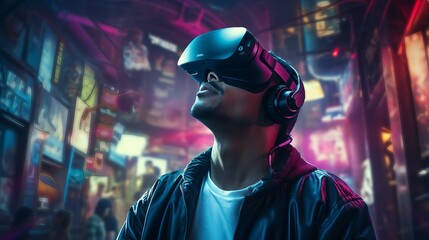 Technology mask virtual neon people