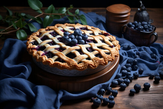pie with blueberries, aesthetic look