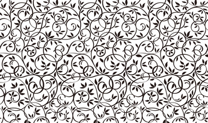 Horizontally And Vertically Repeatable Vector Seamless Monochrome Floral Pattern. - obrazy, fototapety, plakaty