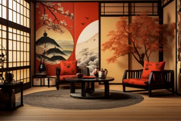 Gordijnen Japanese style room decoration architecture for a family room © Yoshimura