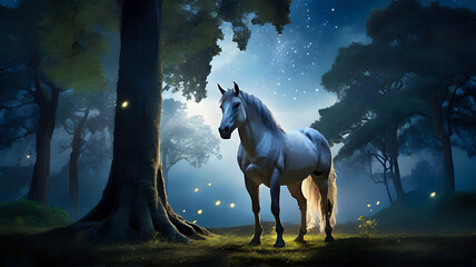 Obraz na płótnie Canvas moonlit night in an enchanted forest