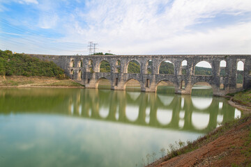 Maglova Aqueduct built by Mimar Sinan in Istanbul. Long exposure techniques on aqueduct columns....