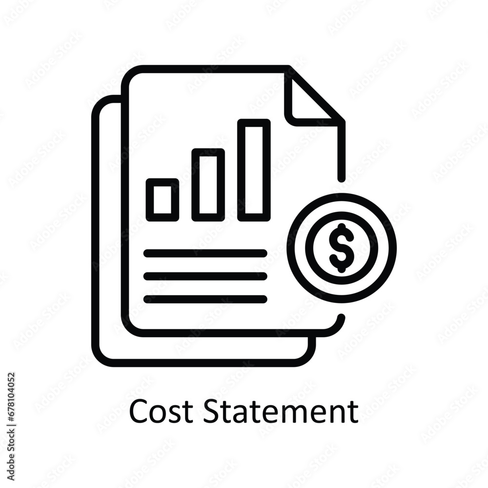Poster cost statement vector outline icon design illustration. business and management symbol on white back