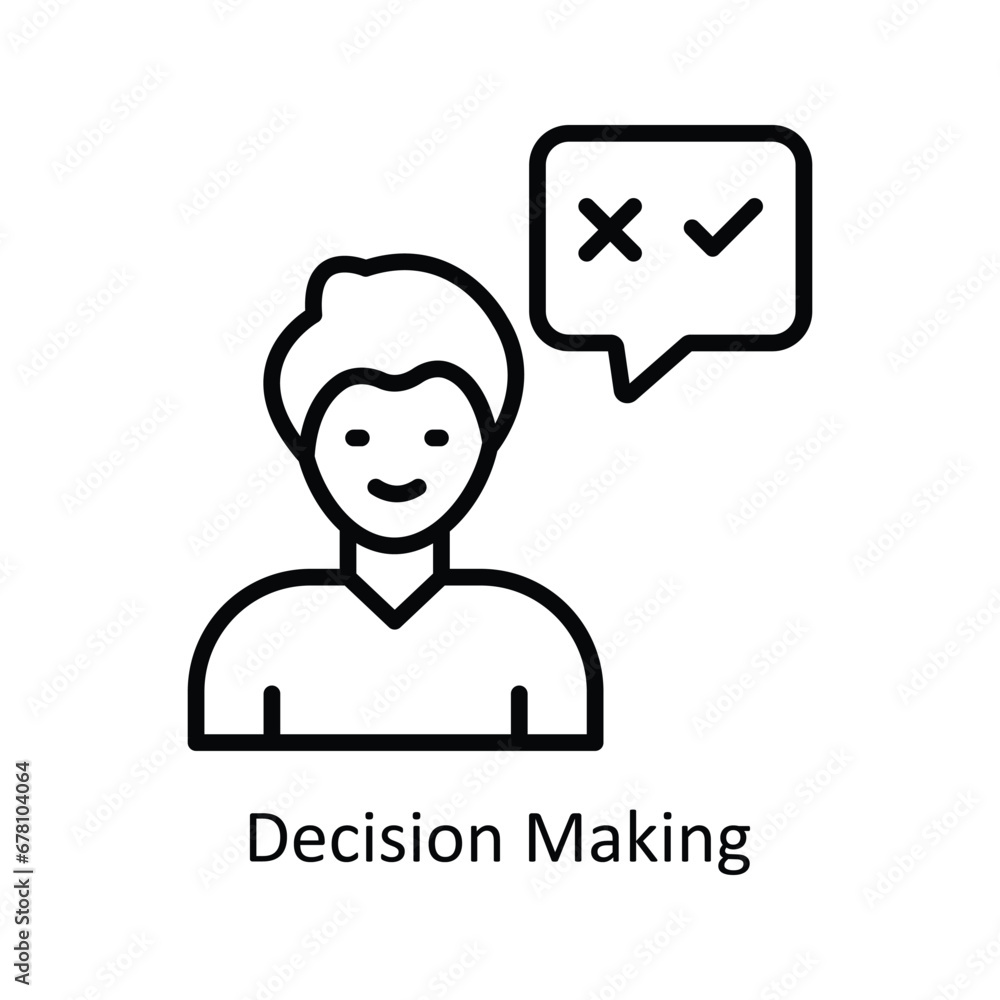 Poster decision making vector outline icon design illustration. business and management symbol on white bac